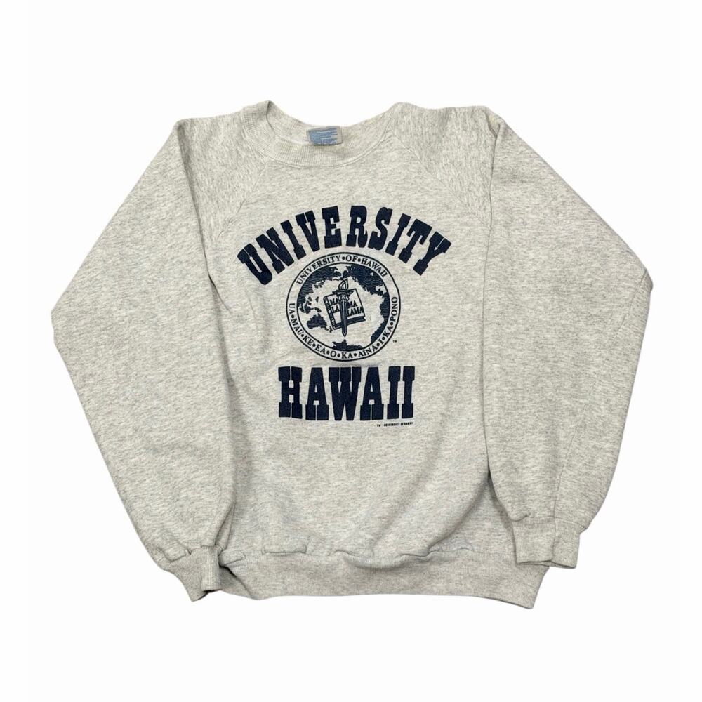 Vtg Rare 80’s University of Hawaii Hanes Fleece Crewneck Sweater Size Large